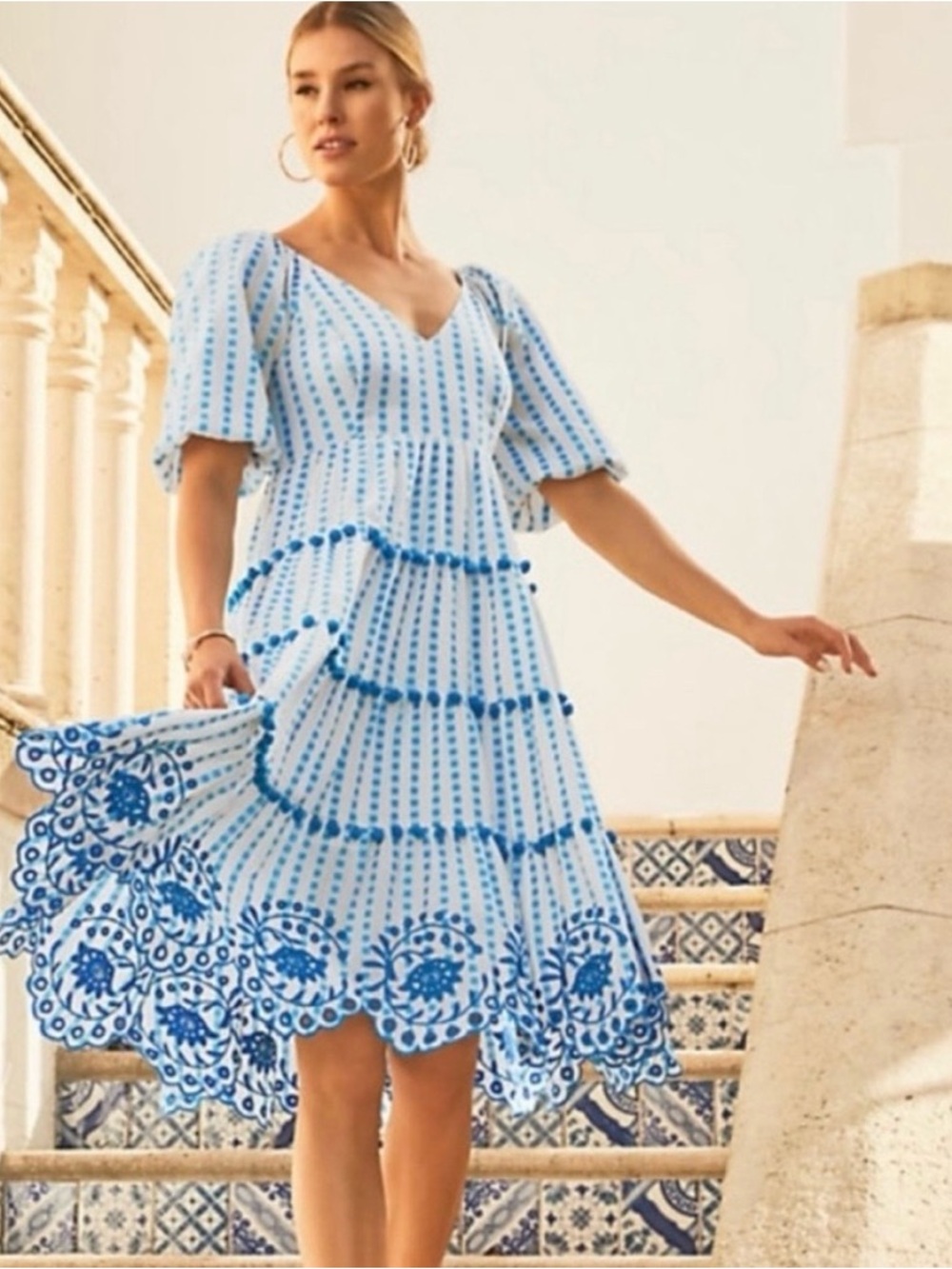 NWT LILLY PULITZER SIDNEY BLUE AND WHITE MIDI DRESS size 4